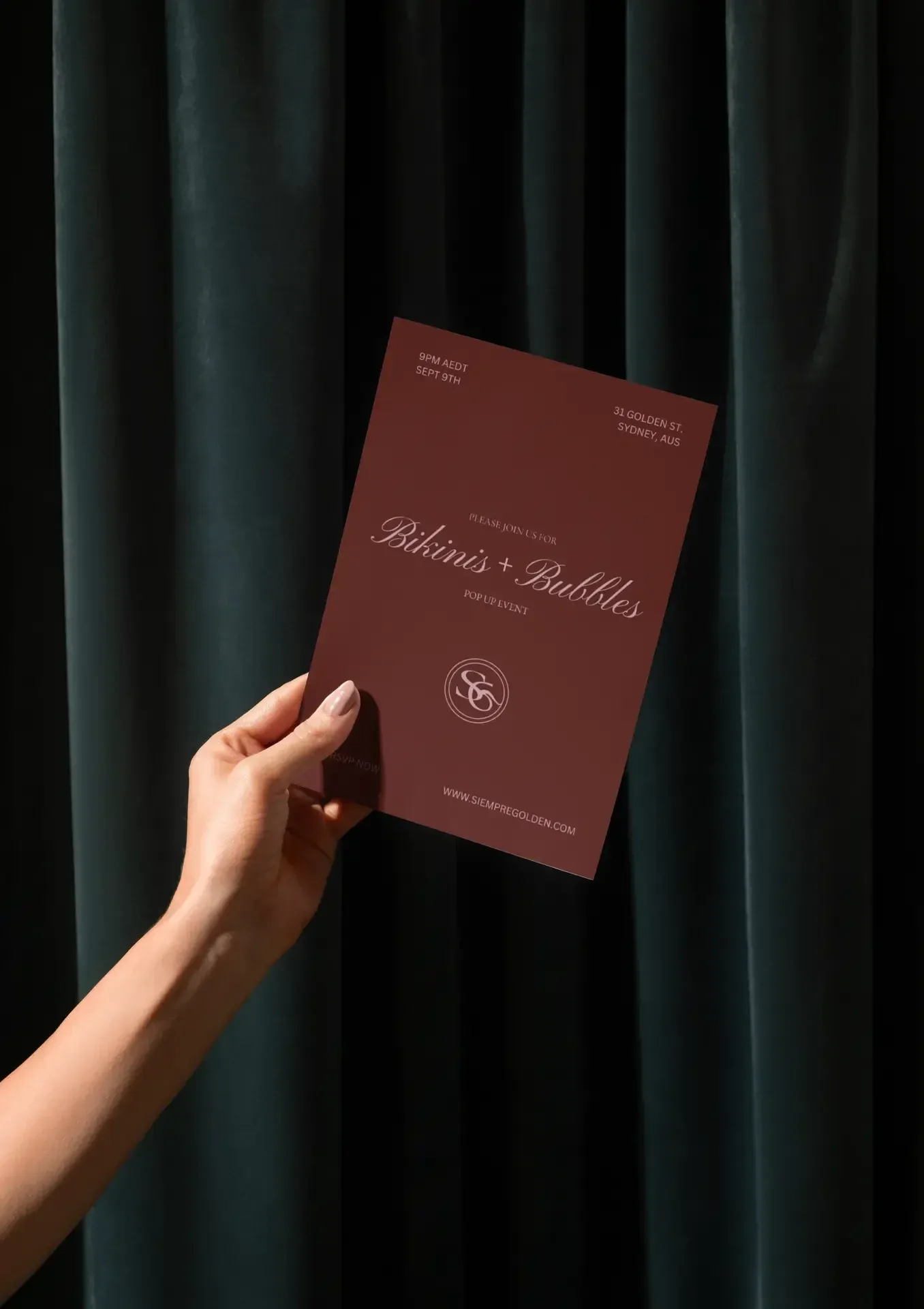 Siempre Golden invite mockup