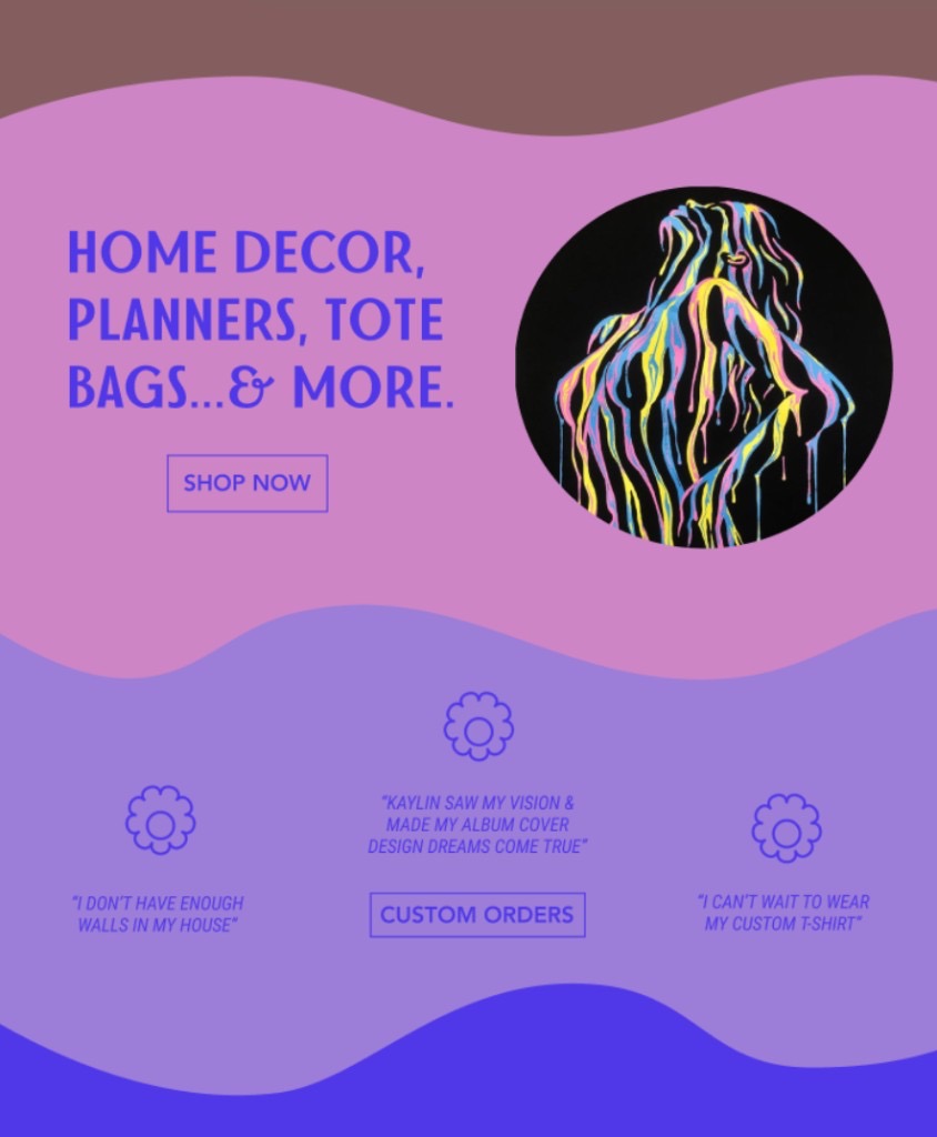 Foxxy Kay Studios homepage section with home decor messaging