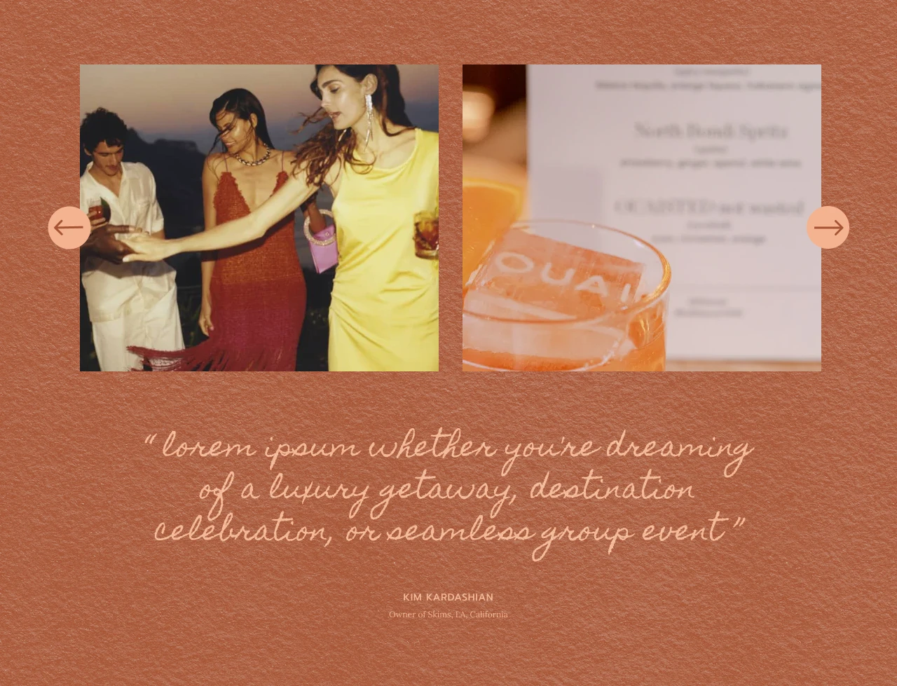 The Send Off Co terracotta portfolio and sample testimonial section